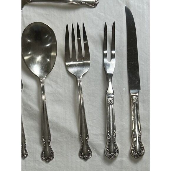 ROGERS Silverplate Elegant Lady Serving Pieces Daybreak Knife Spoon Fork Ladle - Picture 5 of 16
